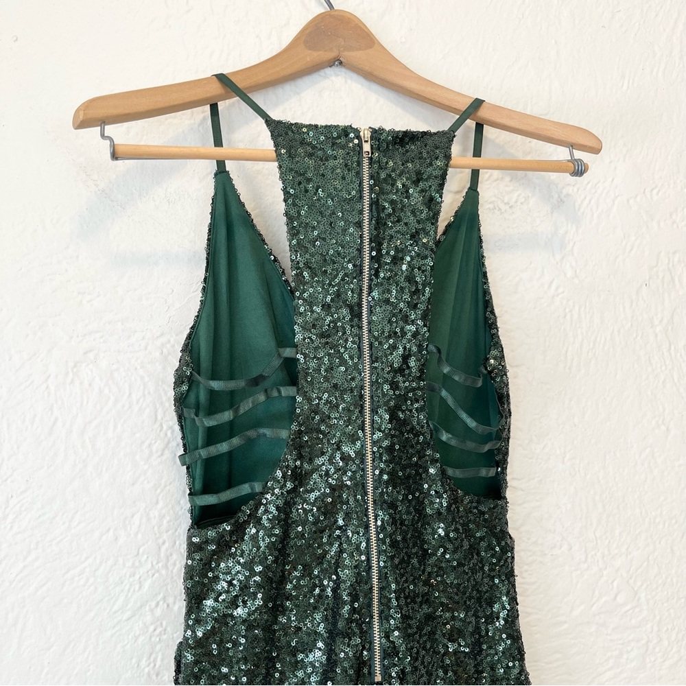 Banjul Dress Emerald Green Sequin Cutout Sides Small S - Picture 5 of 11
